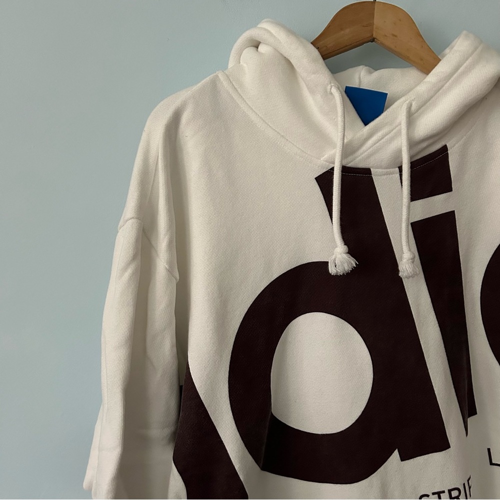 adidas White Hoodie with Large Black Logo
